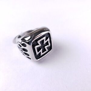 Mens Biker Ring Iron Cross‎ 316 Stainless Steel Heavyweight Sz 11 Jewelry Rock